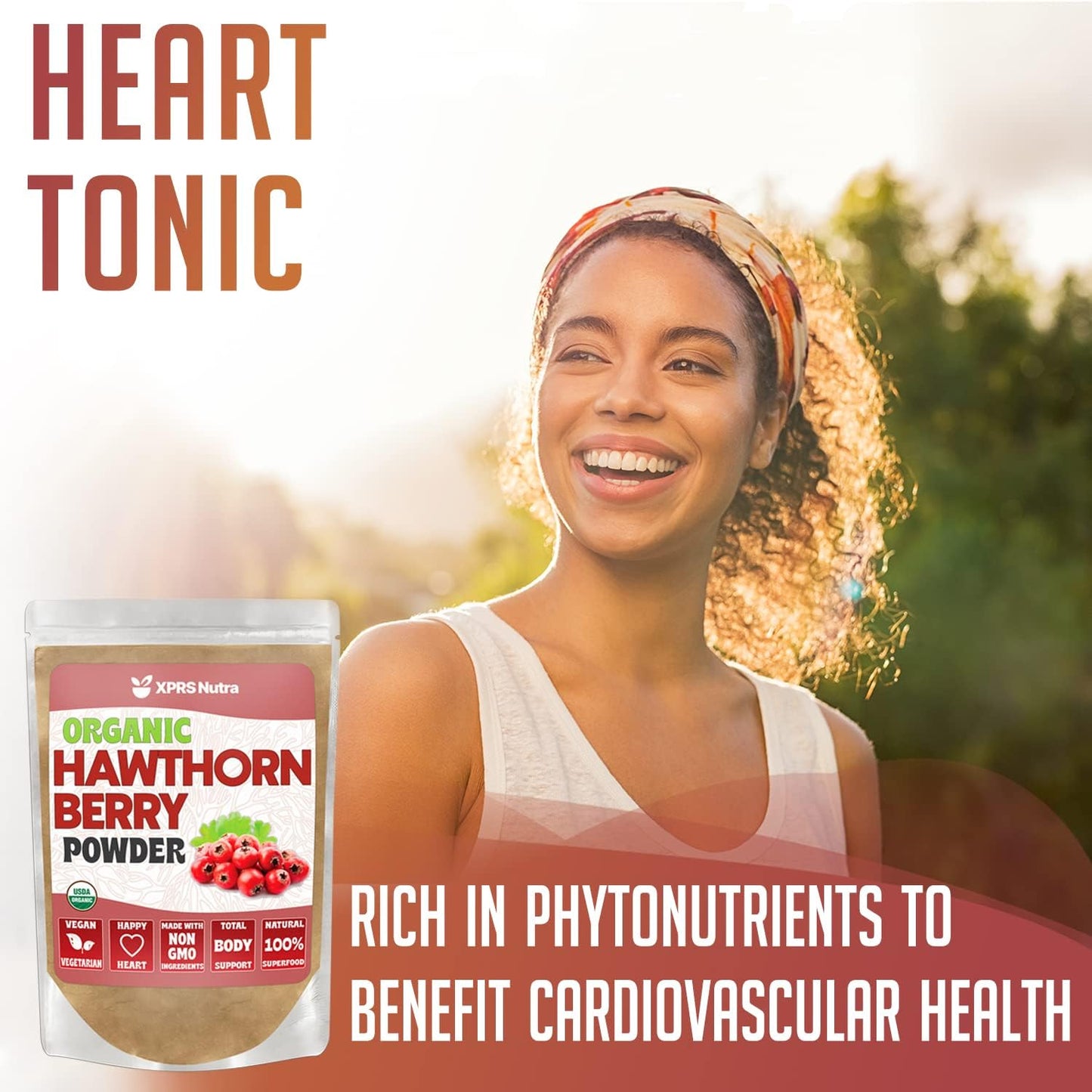Premium USDA Organic Hawthorn Berry Powder for Cardiovascular Support - Vegan Friendly 8oz Supplement