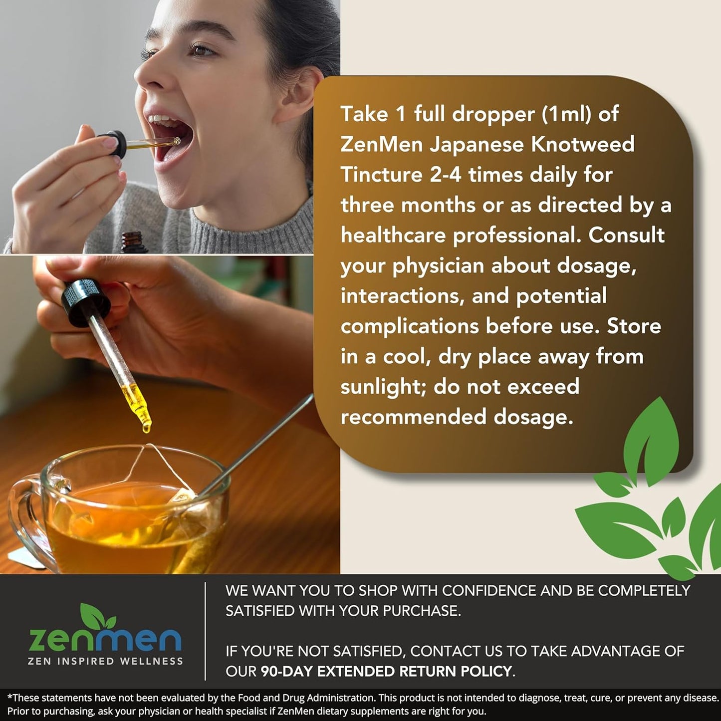 Premium USDA Organic Zenmen Japanese Knotweed Tincture 120ml - High Resveratrol - Immune Support - Made in USA
