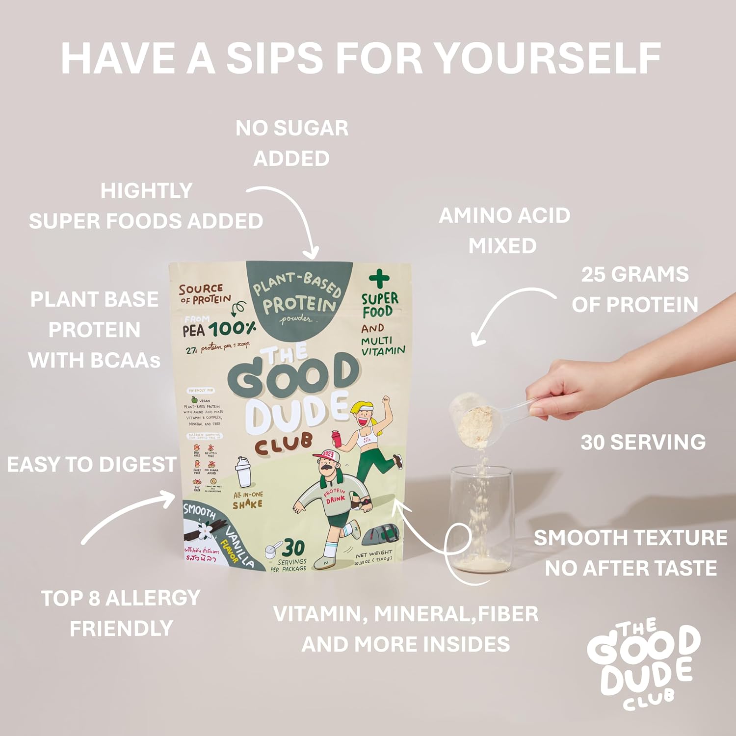 Premium Vanilla Pea Protein Powder with BCAAs, Vitamins & Minerals - Dairy Free, Vegan Friendly - 1200g