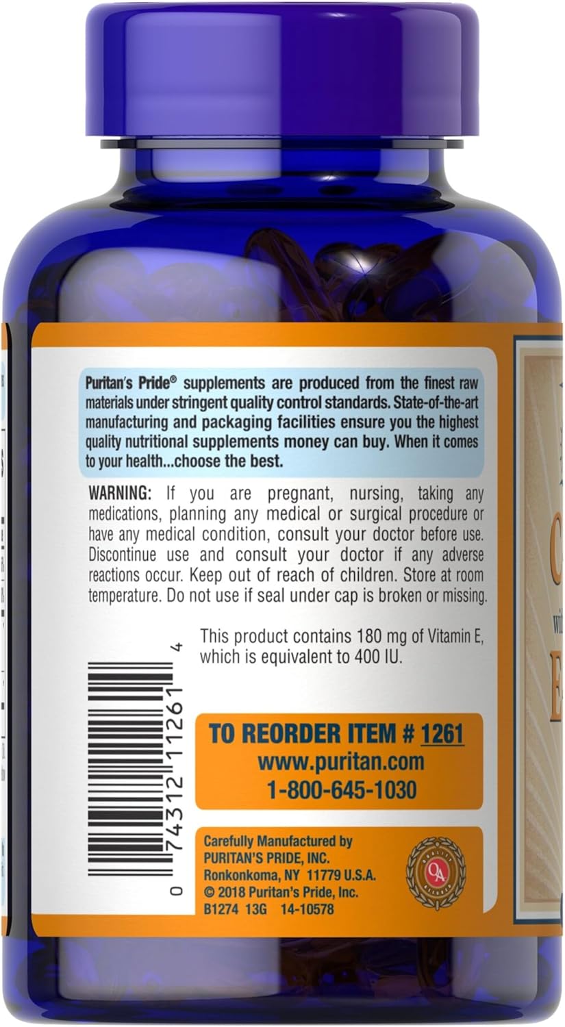 Premium Vitamin C-500mg with Rose Hips and Vitamin E-400 Softgels for Antioxidant and Immune Support