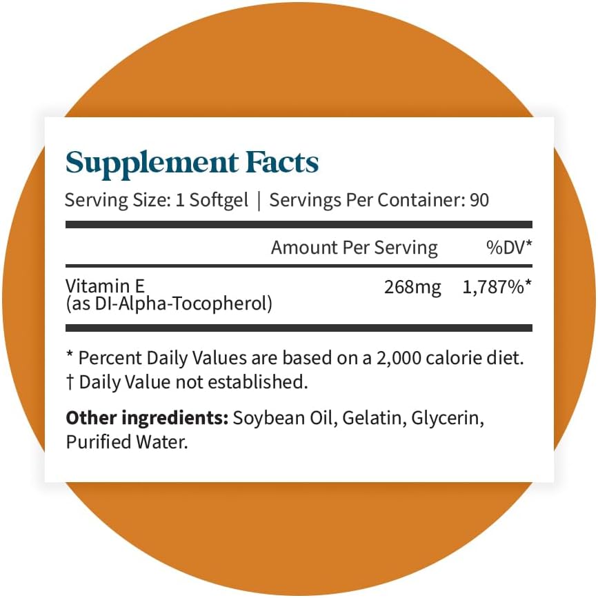 Premium Vitamin E 400 IU Supplement for Antioxidant Support and Overall Health - Potent Antioxidant Formula for Cellular Protection - 90 Soft Gels - Third Party Tested