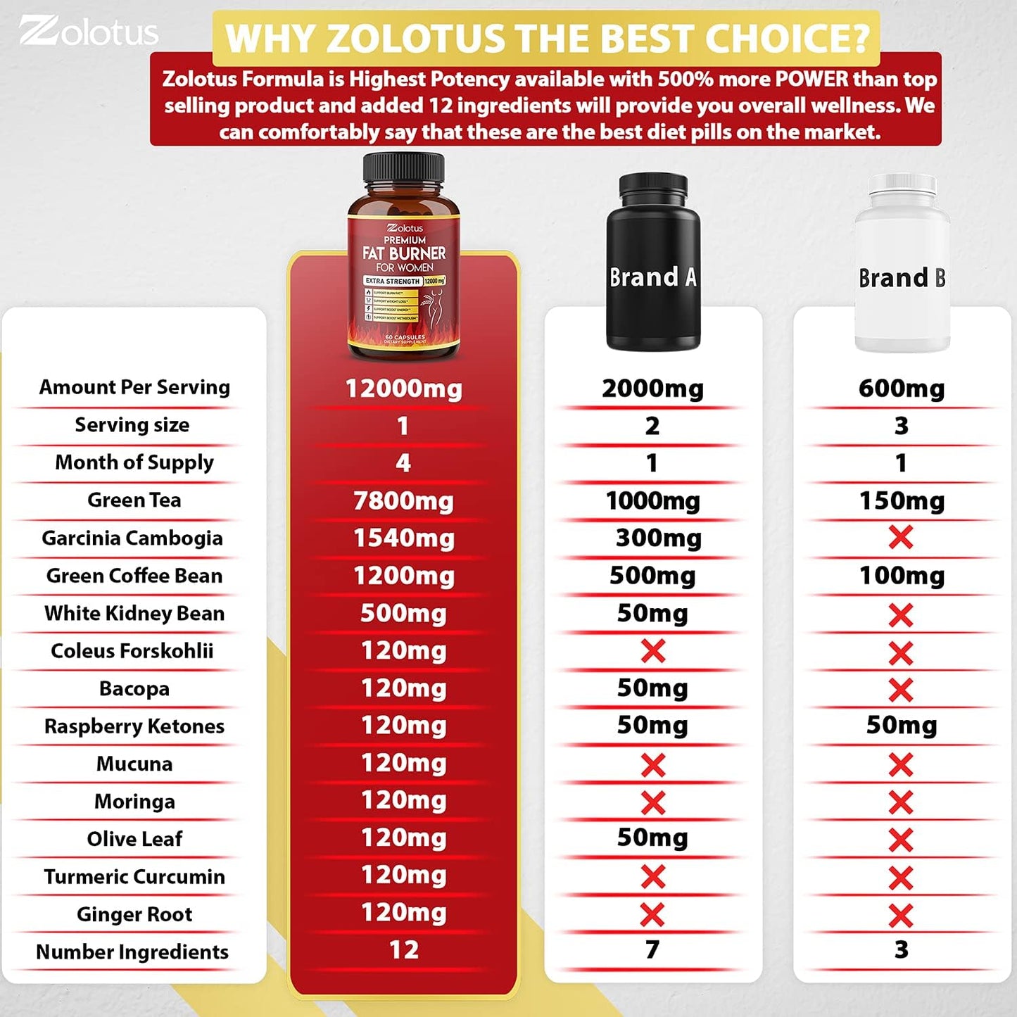 Premium Weight Loss Pills for Women and Men - 2 Month Supply - Best Belly Fat Burners - Metabolism Booster - Energy Pills - Green Tea Extract - Zolotus