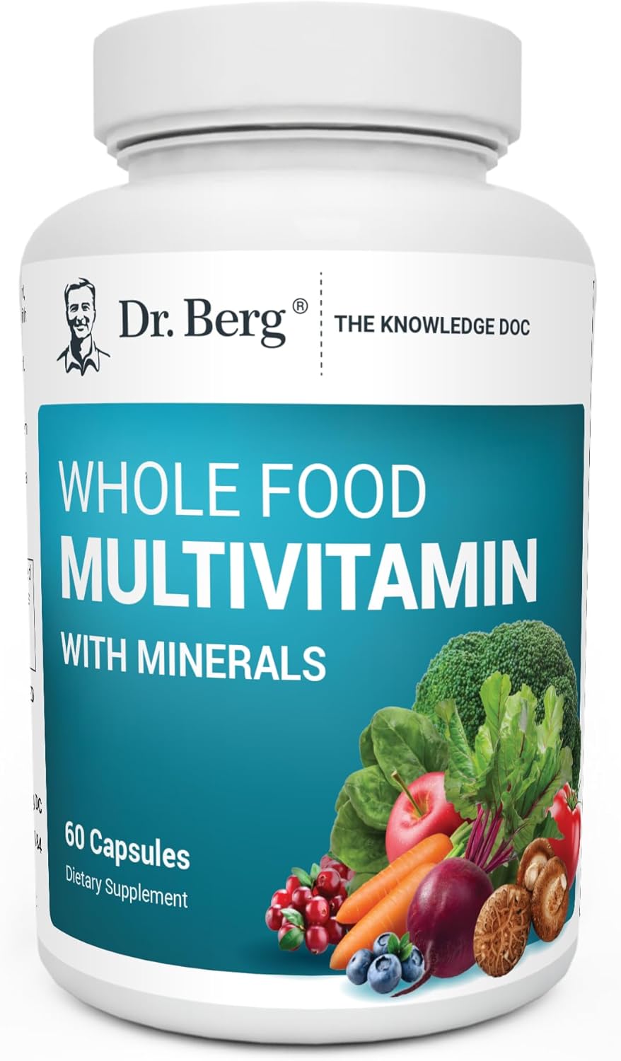 Premium Whole Food Multivitamin for Men and Women - Dr. Berg Nutritionals - 60 Capsules - Includes Minerals, Fruits, Vegetables, Folate, Alpha-Lipoic Acid