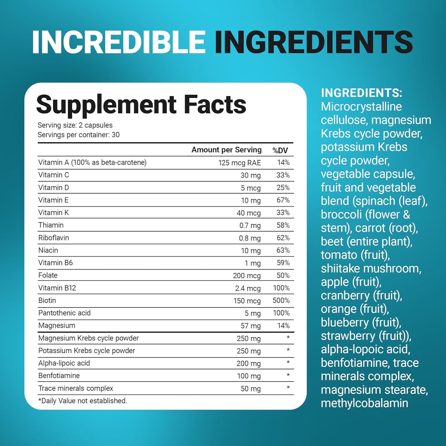 Premium Whole Food Multivitamin for Men and Women - Dr. Berg Nutritionals - 60 Capsules - Includes Minerals, Fruits, Vegetables, Folate, Alpha-Lipoic Acid