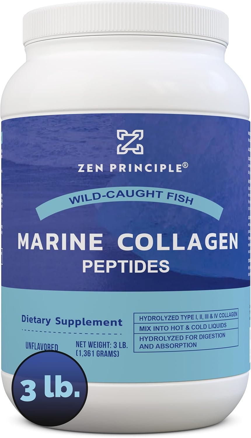 Premium Wild-Caught Fish Marine Collagen Peptides Powder - 3 lb. Supports Skin, Hair, Joints, Bones - Non-GMO Hydrolyzed Protein - Type 1 & 3 Amino Acids - Unflavored, Easy Mix