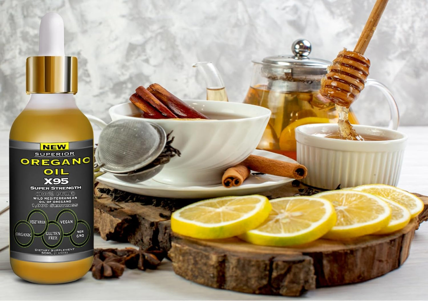 Premium Wild Mediterranean Oregano Oil Drops - High Potency Fulvic Humic X935 Formula, 12 Month Supply, 1.69 Fl Oz (Pack of 1)