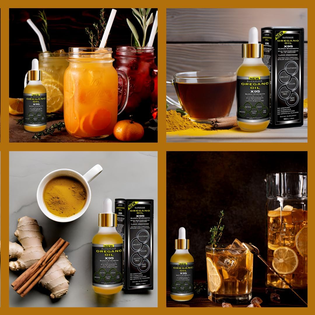 Premium Wild Mediterranean Oregano Oil Drops - High Potency Fulvic Humic X935 Formula, 12 Month Supply, 1.69 Fl Oz (Pack of 1)