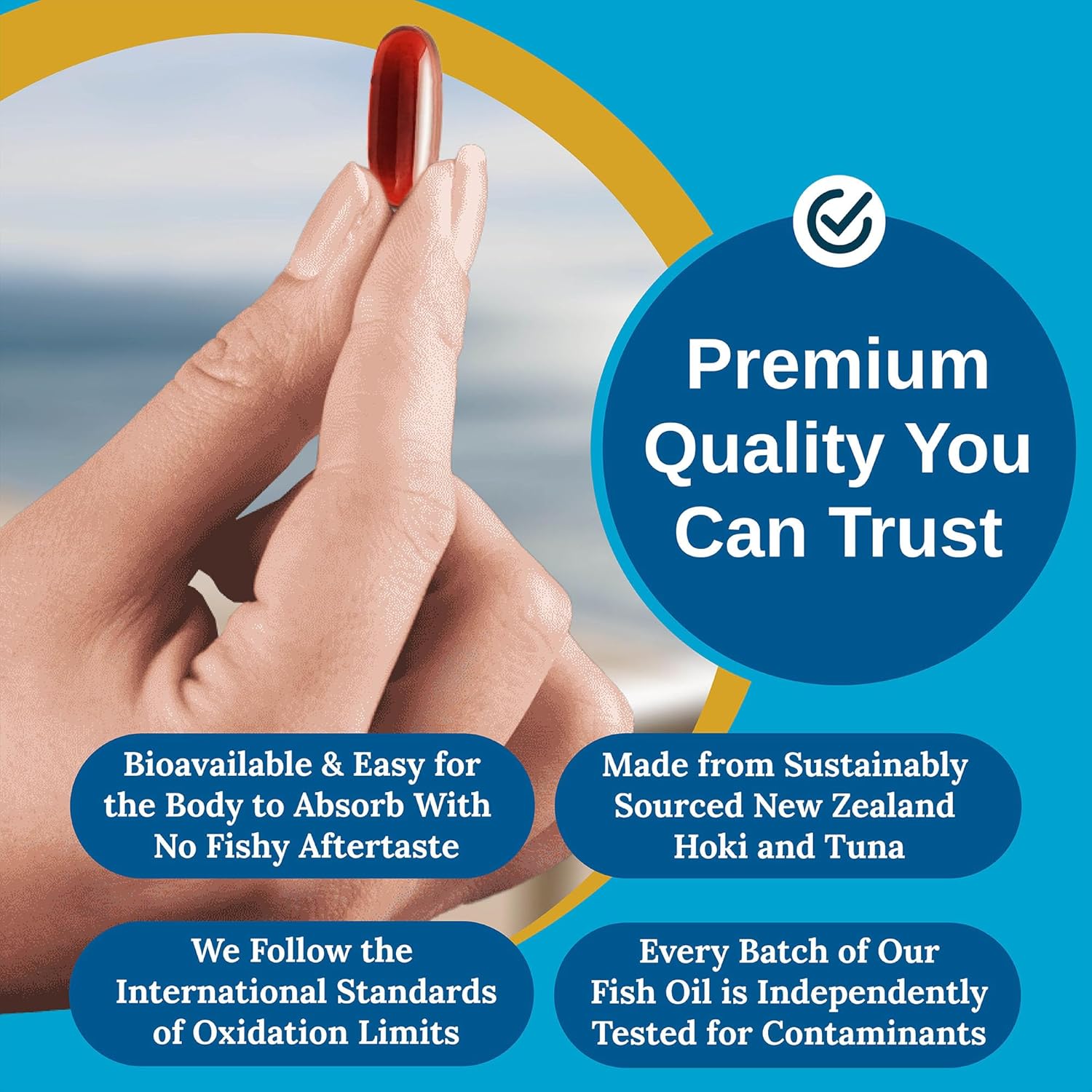 Premium Xtendlife Omega-3 QH Fish Oil with CoQ10 - 1100mg DHA, EPA, Ubiquinol, Astaxanthin, and Lycopene for Heart, Brain, Joint, Skin Health - 1 Month Supply (60 Capsules)