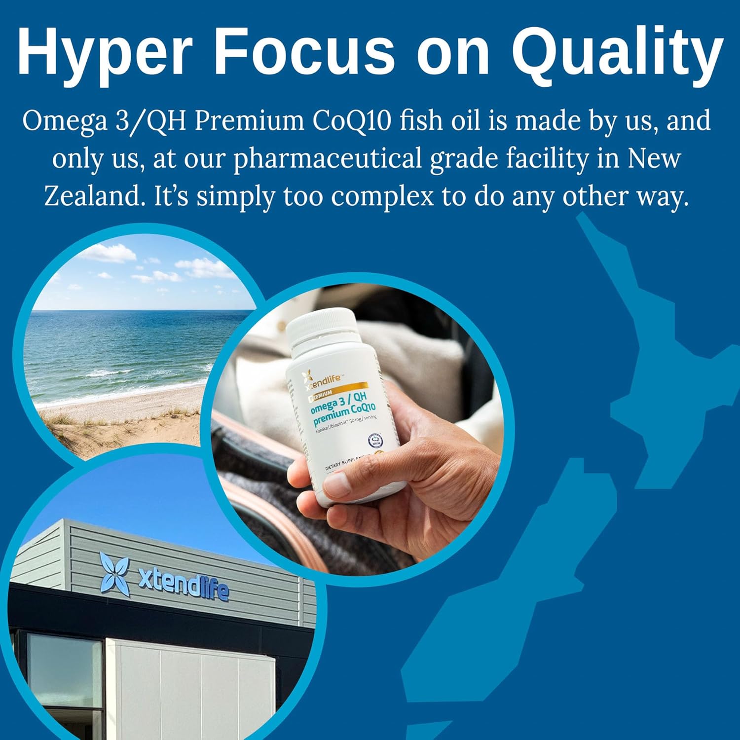 Premium Xtendlife Omega-3 QH Fish Oil with CoQ10 - 1100mg DHA, EPA, Ubiquinol, Astaxanthin, and Lycopene for Heart, Brain, Joint, Skin Health - 1 Month Supply (60 Capsules)