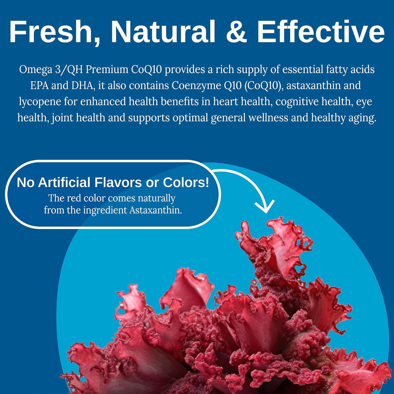 Premium Xtendlife Omega-3 QH Fish Oil with CoQ10 - 1100mg DHA, EPA, Ubiquinol, Astaxanthin, and Lycopene for Heart, Brain, Joint, Skin Health - 1 Month Supply (60 Capsules)