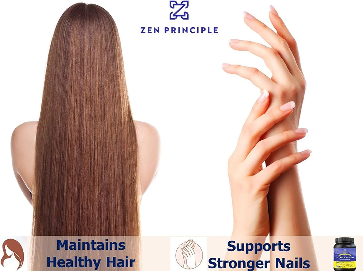 Premium Zen Principle Grass-Fed Collagen Peptides 1.5 lb - Anti-Aging Protein Powder for Hair, Skin, Joints & Nails - Paleo & Keto Friendly, GMO & Gluten Free - Pasture-Raised Bovine