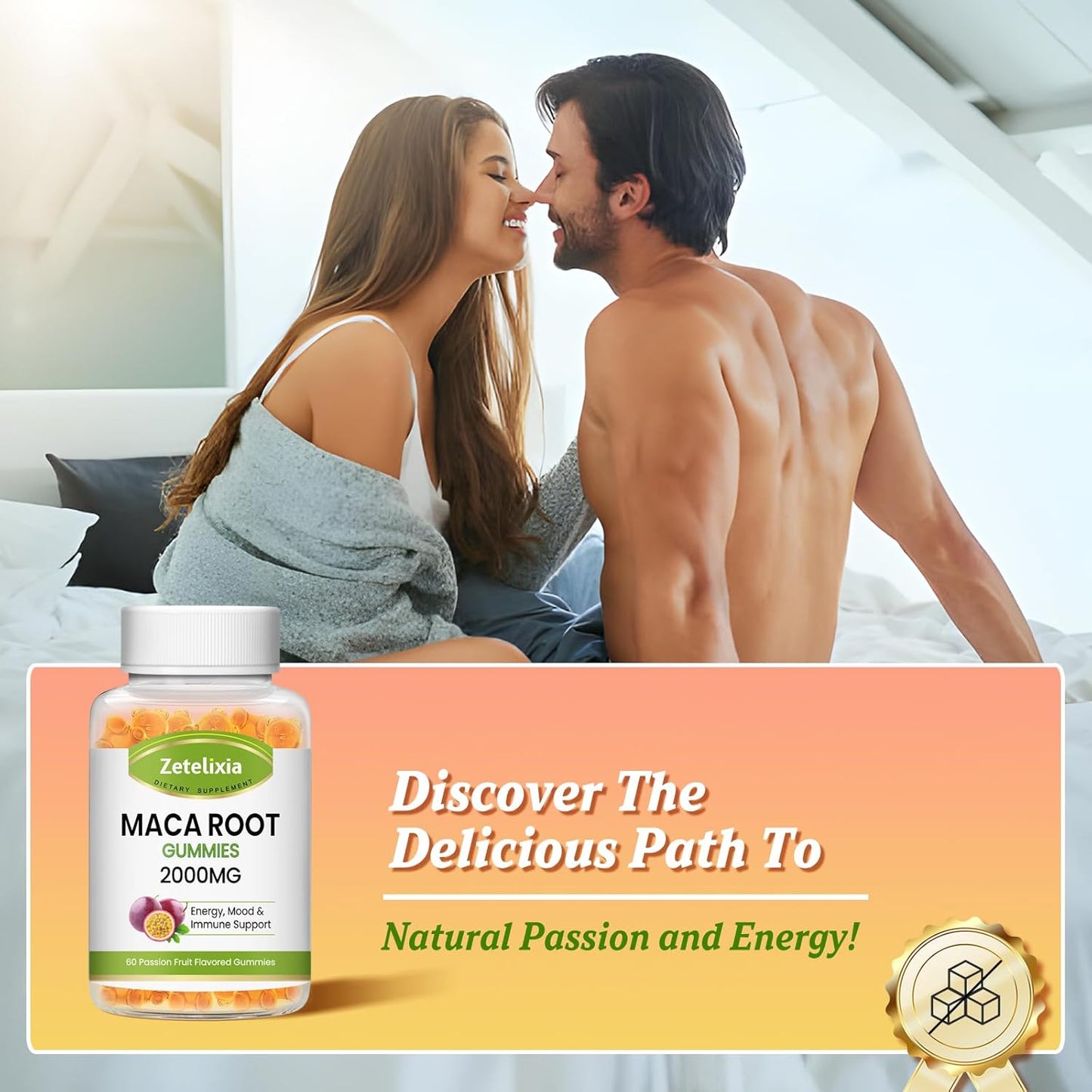 Premium Zetelixia Maca Root Gummies for Enhanced Absorption - Yellow, Red, Black Maca Blend for Women and Men - Vegan Passion Fruit Flavor - 120 Gummies