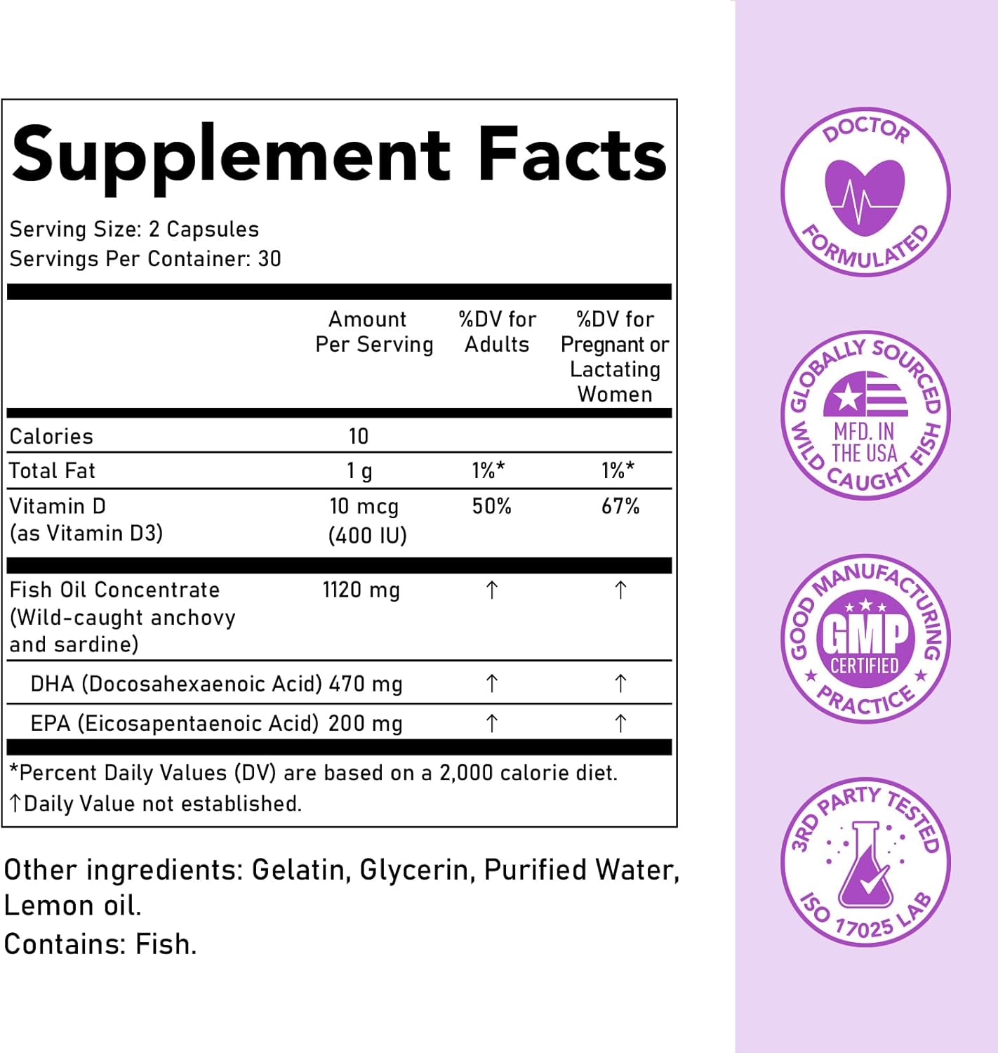 Premom Prenatal DHA Fish Oil: High DHA & EPA + Vitamin D3 for Fertility - Wild Caught Fish Omega 3 Supplement
