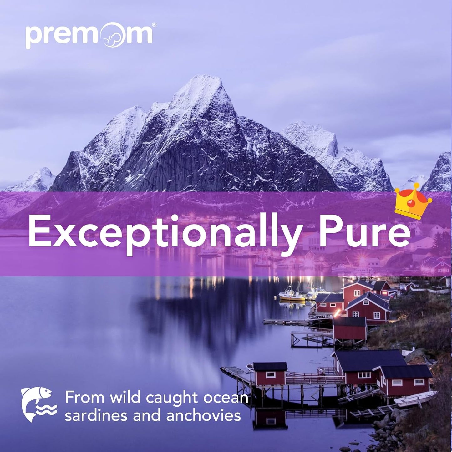 Premom Prenatal DHA Fish Oil: High DHA & EPA + Vitamin D3 for Fertility - Wild Caught Fish Omega 3 Supplement