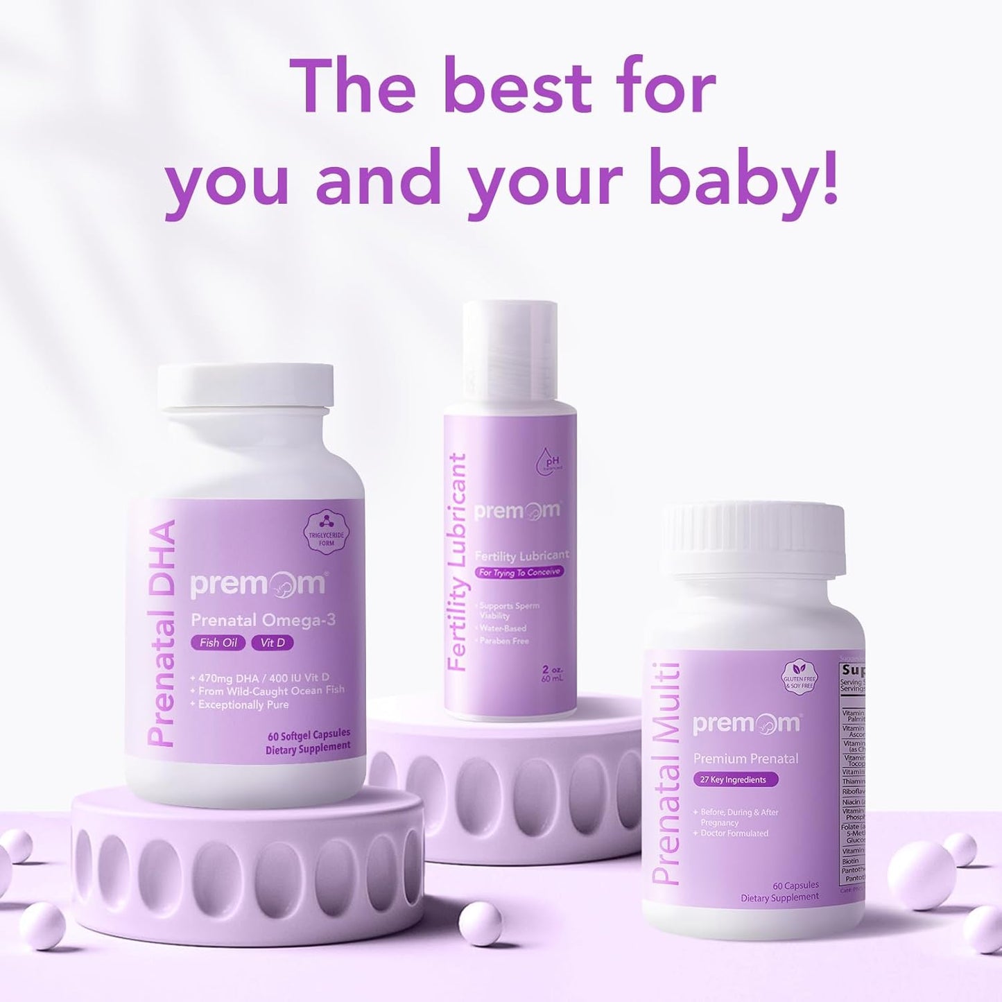 Premom Prenatal Vitamins for Women - Fertility Support Multivitamin with Methyl Folate, Choline, Iron - 27 Nutrients, Vegan, Non-GMOs