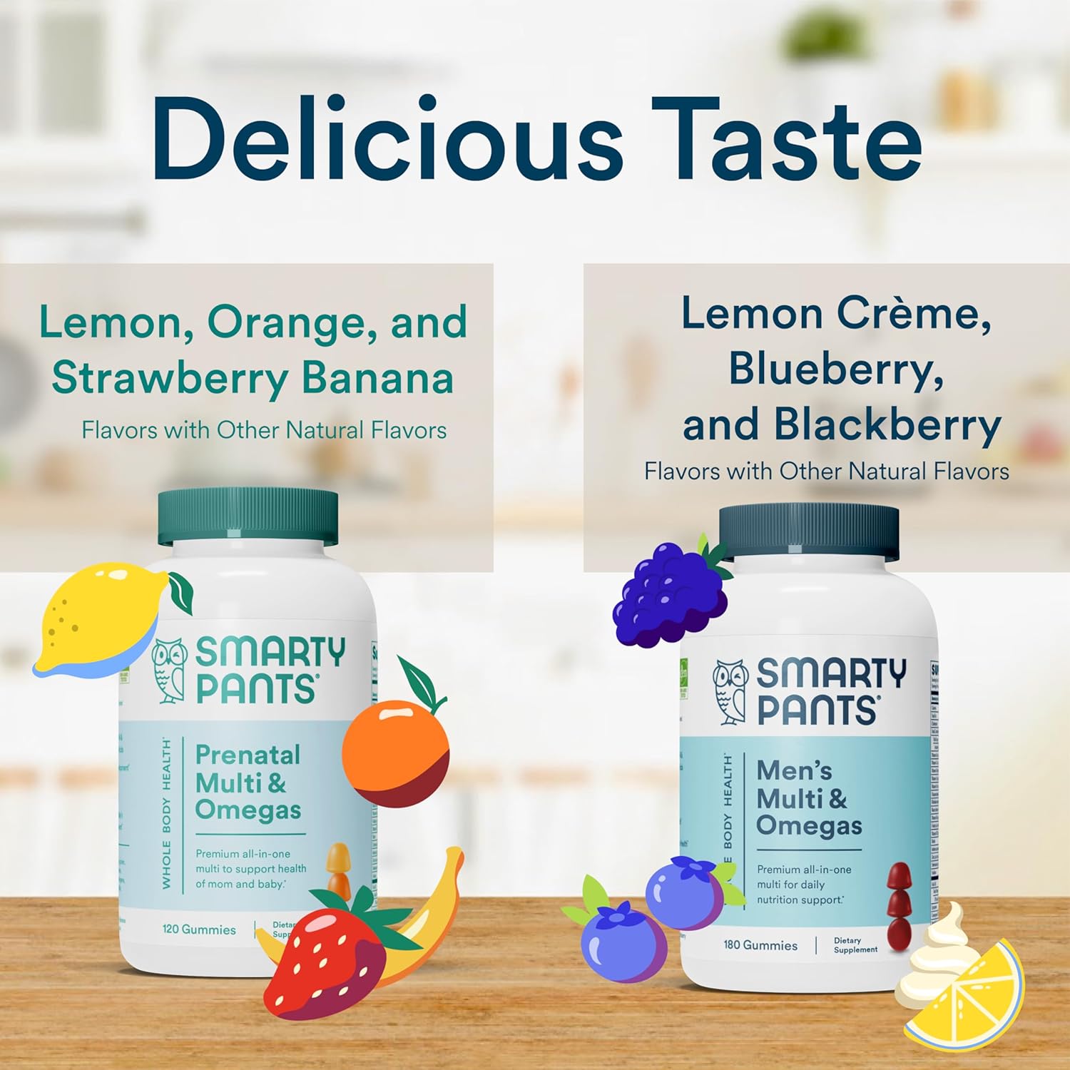 Prenatal and Men's Multivitamin Gummies Bundle with Omega 3 Fish Oil, Biotin, Methylfolate, and More for Immune Support - 30 Day Supply