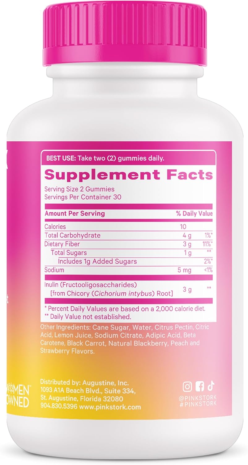 Prenatal Fiber Gummies with Prebiotic Inulin - Natural Pregnancy Stool Softeners - 60 Vegan Chews