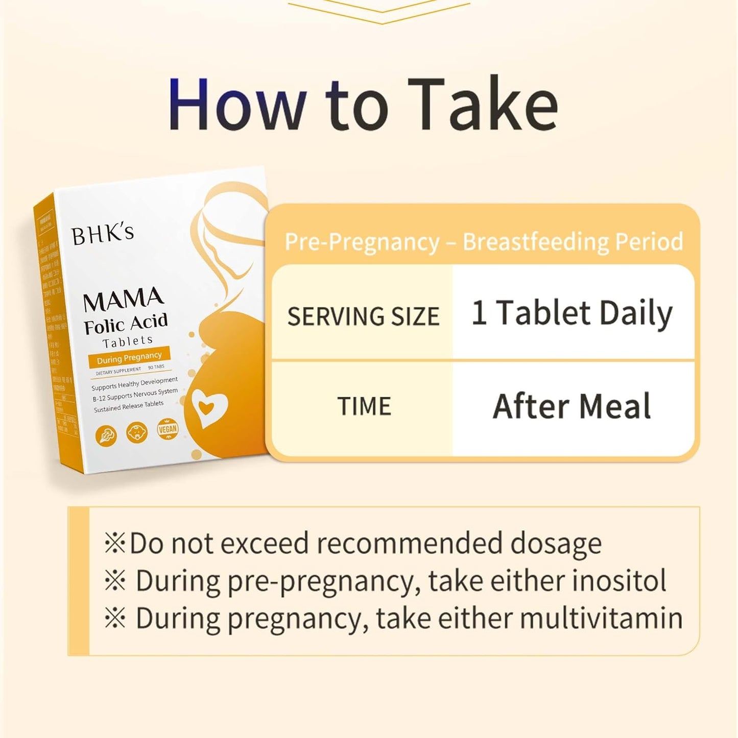 Prenatal Folic Acid Tablets for Healthy Baby Nervous System & Development, Essential Pregnancy Vitamins, 90 Count