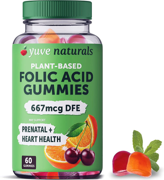 Prenatal Gummies for Women with Folic Acid - Vegan Pregnancy Vitamins - Hormonal Support - 60 ct