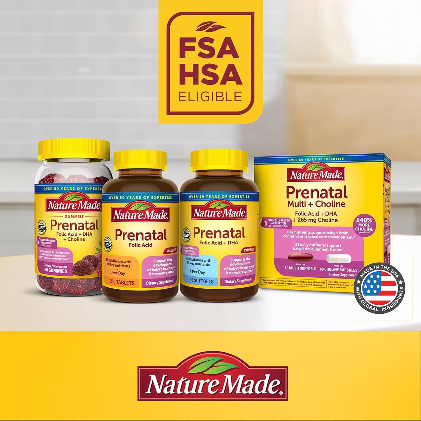 Prenatal Gummies with DHA & Folic Acid for Daily Nutrition, 60 Gummies, 30 Day Supply