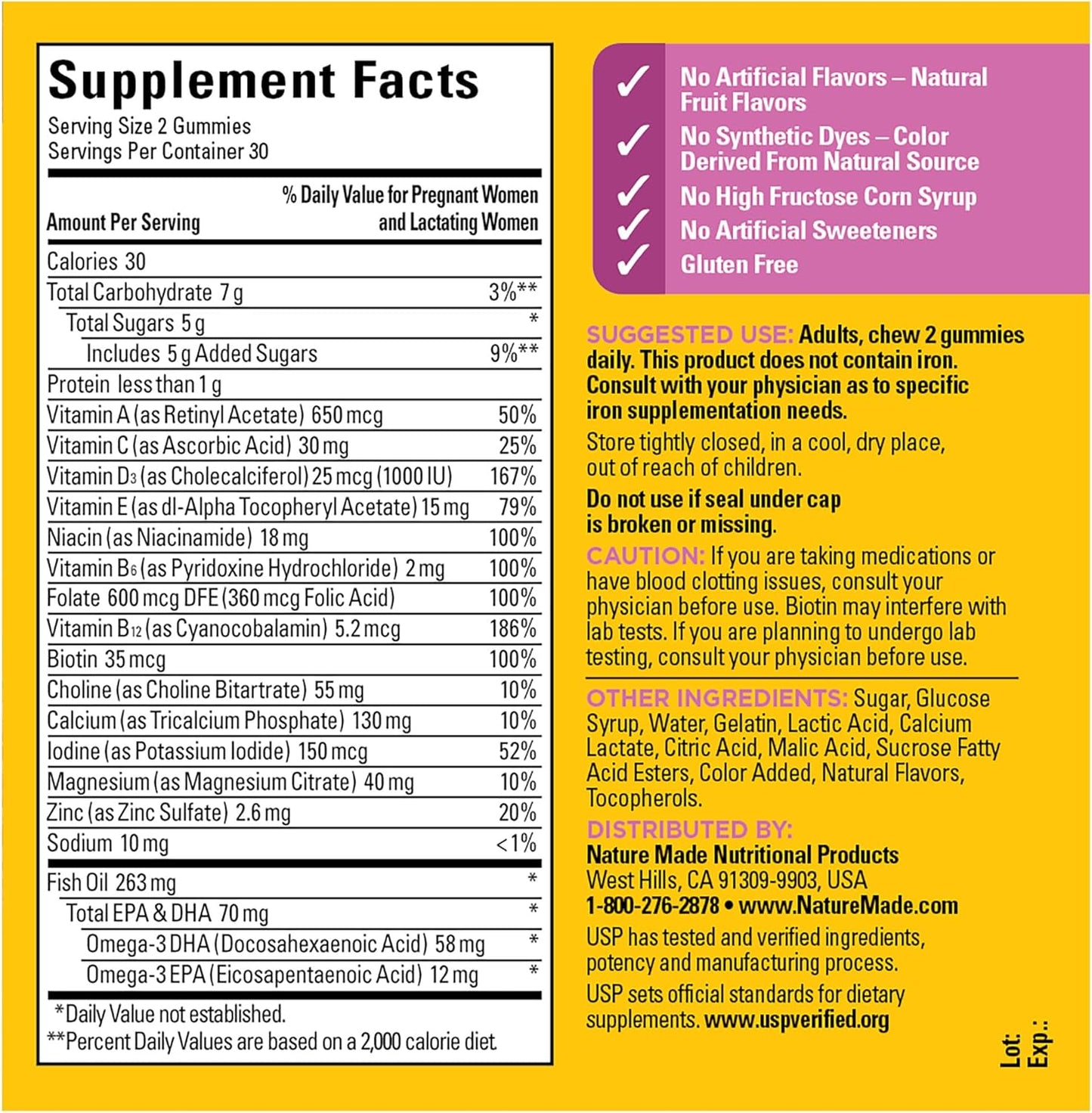 Prenatal Gummies with DHA & Folic Acid for Daily Nutrition, 60 Gummies, 30 Day Supply