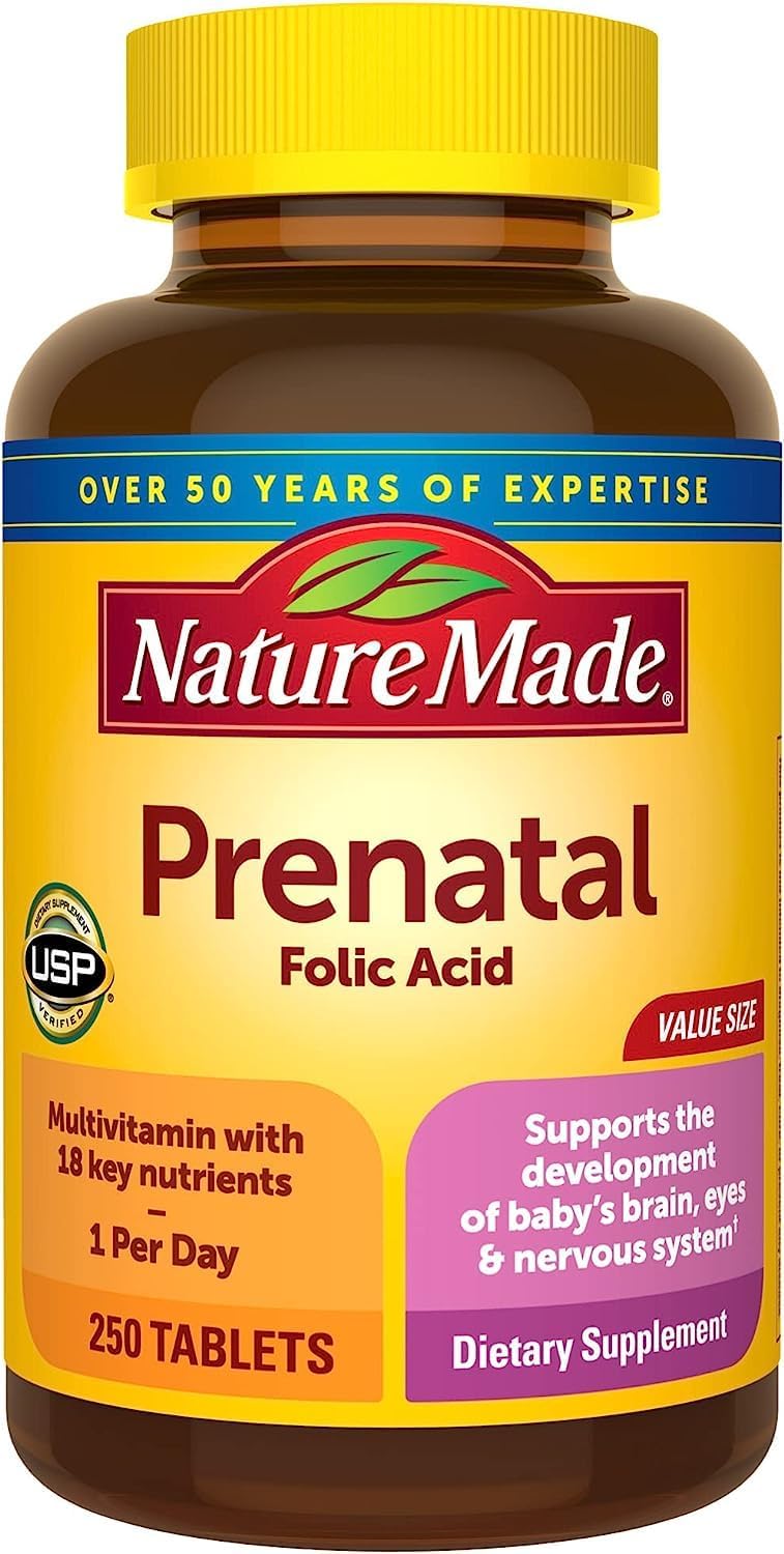 Prenatal Multi with 17 Vitamins & Minerals for Baby Development & Mom, 250 Tablets, Folic Acid, Vitamin D3, Calcium, Iron, Iodine, and Vitamin C