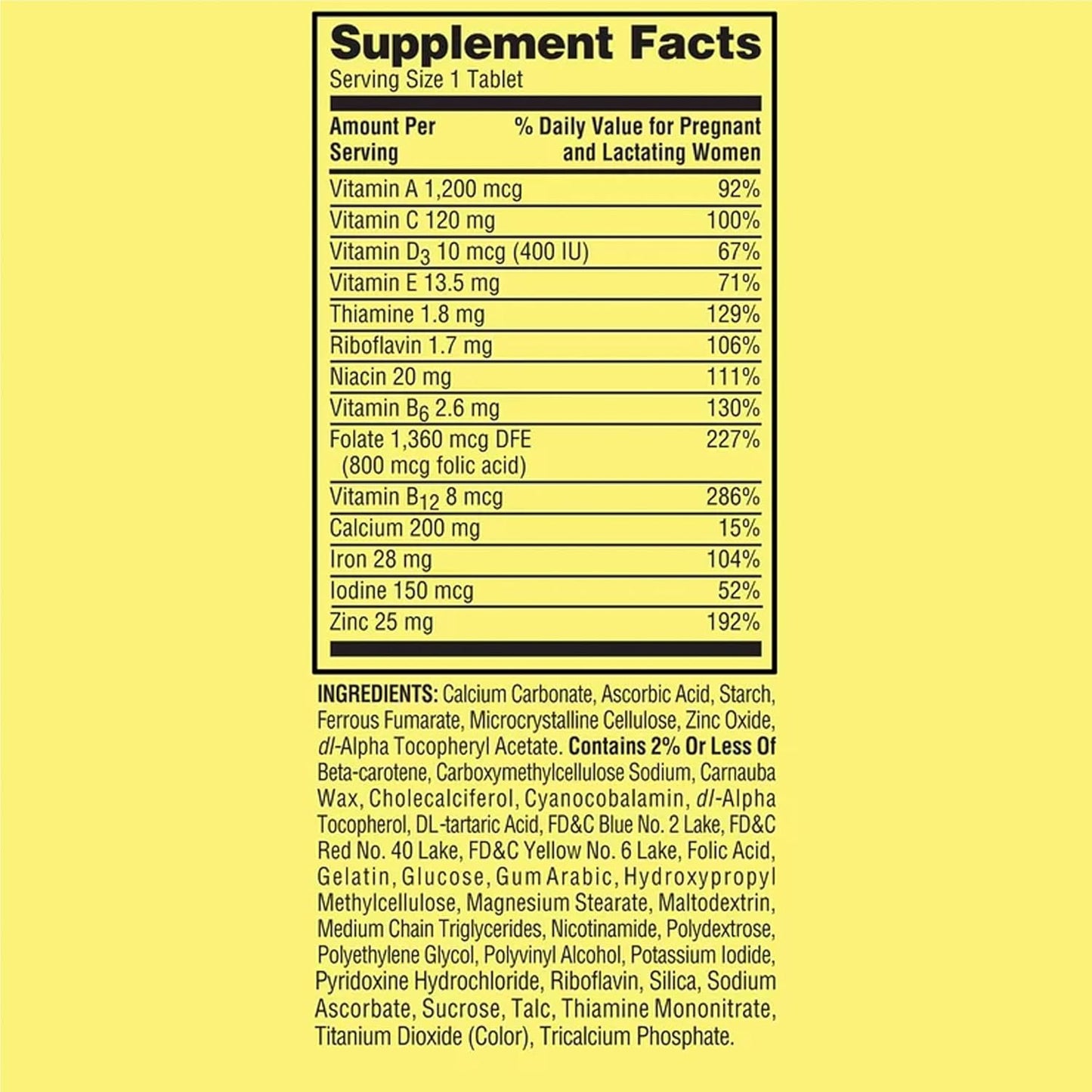 Prenatal Multivitamin for Pregnant & Nursing Women, 100 Tablets with Ravazzii Sticker - Spring Valley Dietary Supplement