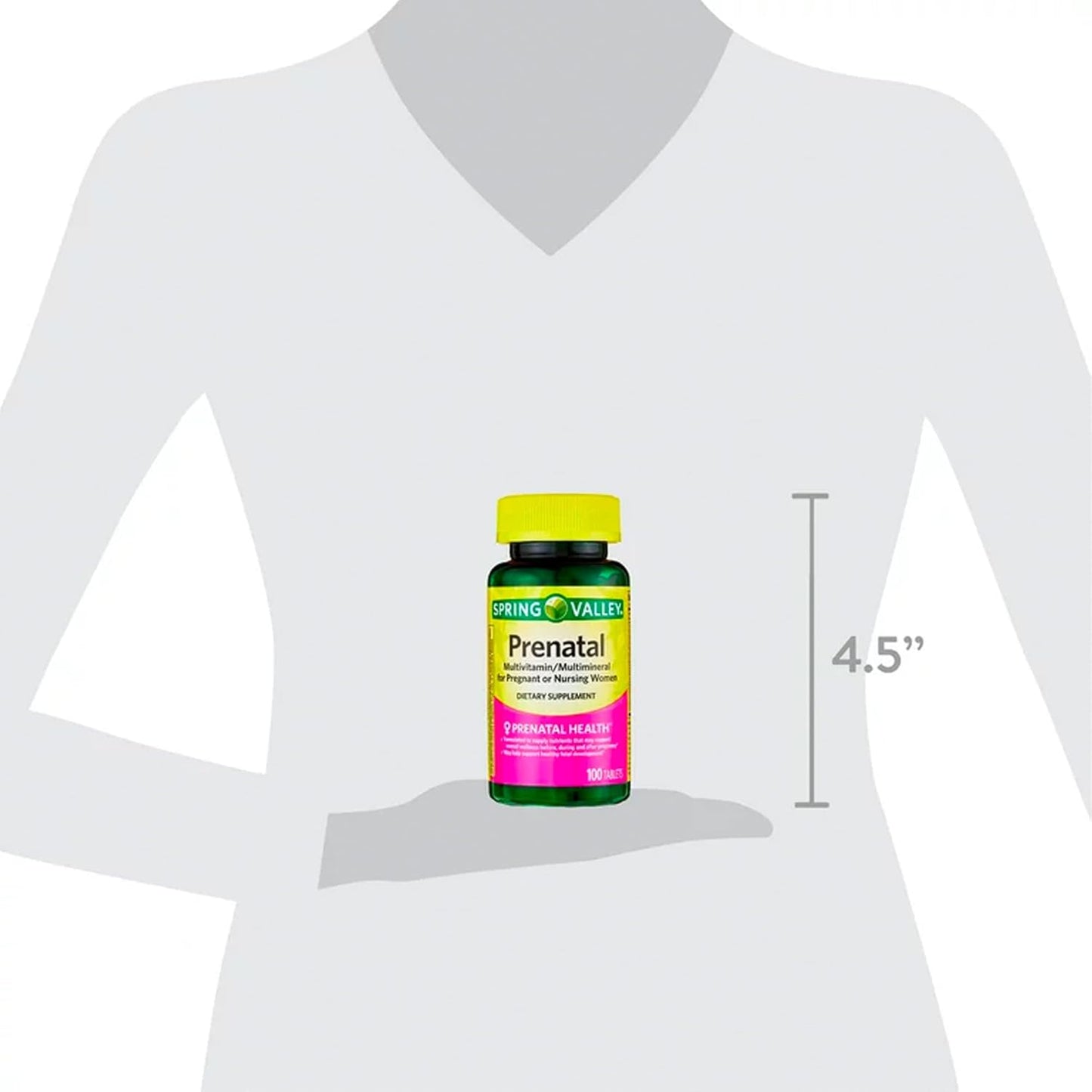 Prenatal Multivitamin for Pregnant & Nursing Women, 100 Tablets with Ravazzii Sticker - Spring Valley Dietary Supplement