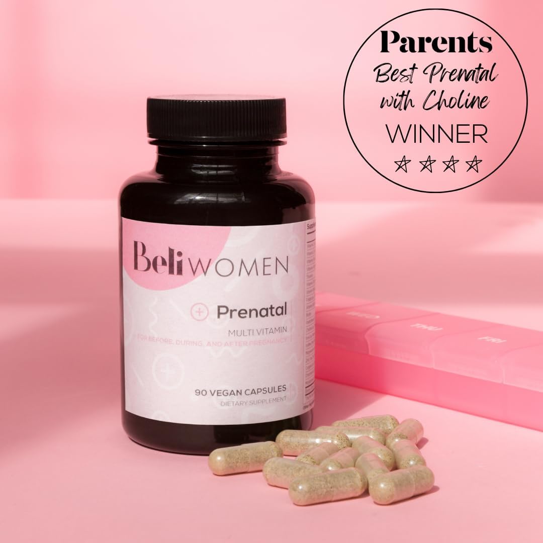 Prenatal Multivitamin for Women with Choline, Folate, Vitamin D - Supports Egg Quality and Fertility - Gluten & Allergen Free - 90 Vegan Capsules