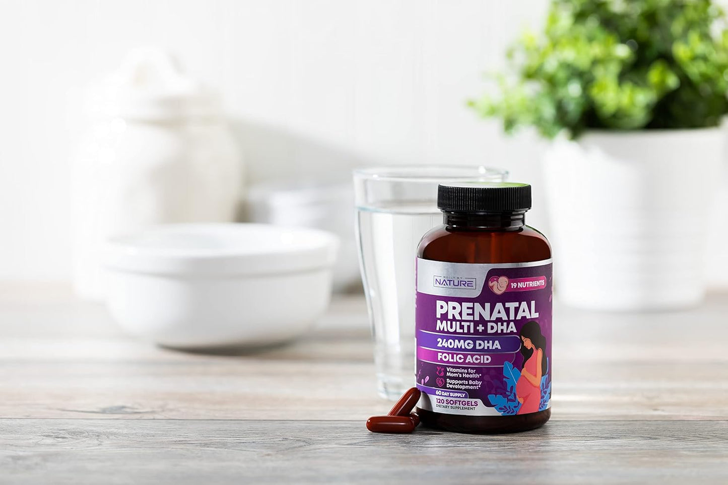 Prenatal Multivitamin with DHA, Folic Acid, Vitamin C, B12, Iron & Omega-3 - 120 Softgels for Women - Supports Healthy Growth & Brain Development Before, During, & After Pregnancy