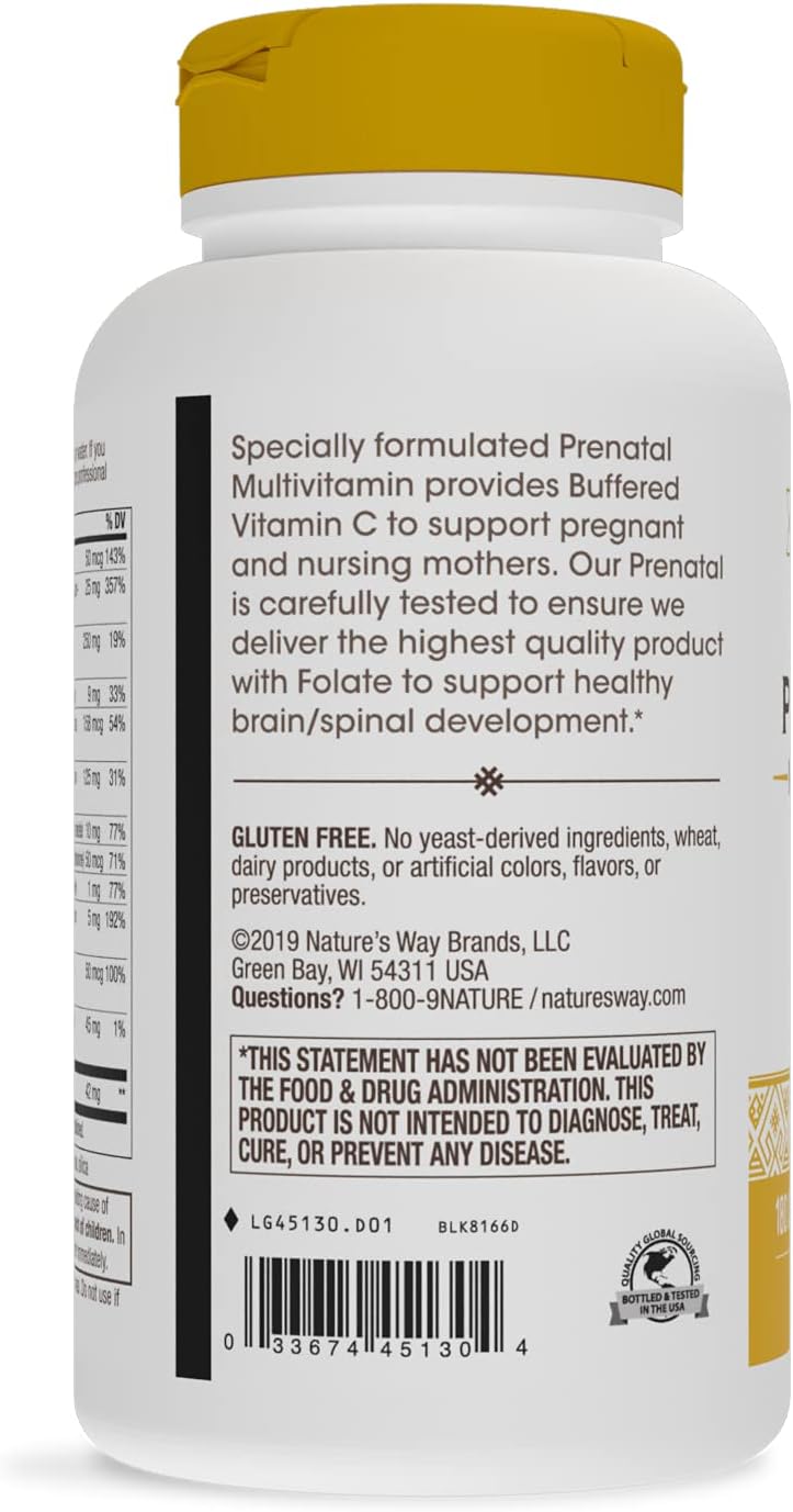 Prenatal Multivitamin with Folate for Healthy Brain and Spinal Development, 180 Capsules by Nature's Way
