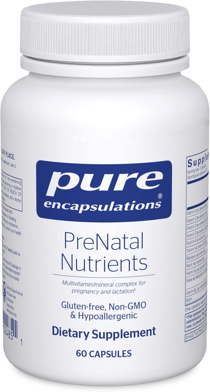 PreNatal Nutrients for Pregnancy & Lactation - Supports Energy & DNA Development - Folate, Choline, Iron - Gluten Free, Non-GMO - 60 Capsules