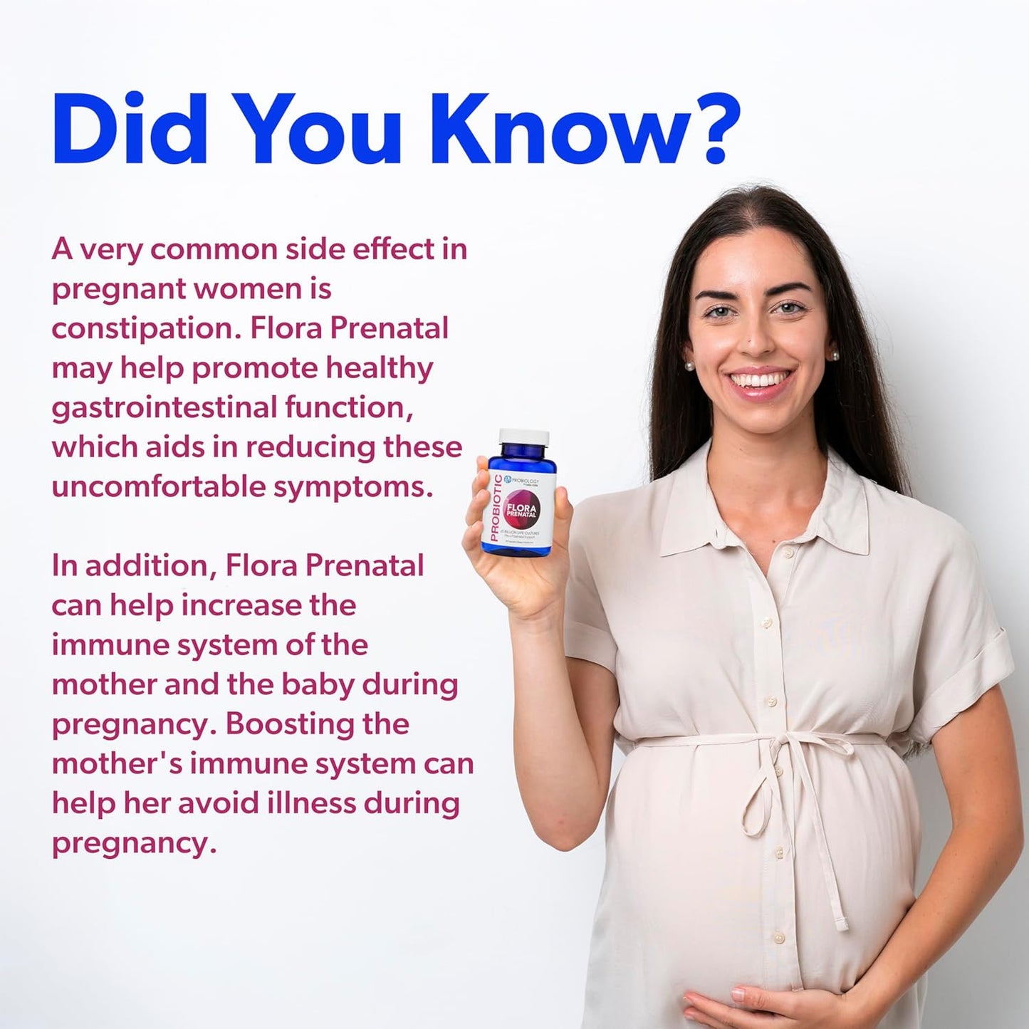 Prenatal Probiotic Capsules with Folic Acid for Women - Vegan & Gluten Free Supplement - 30 Capsules