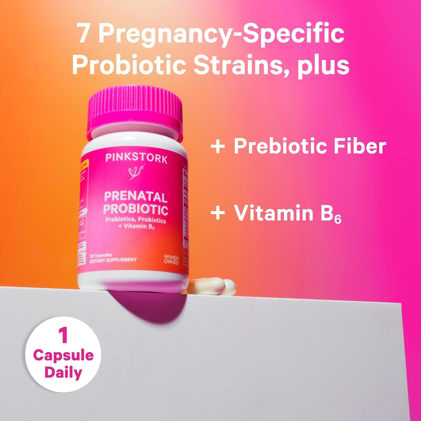 Prenatal Probiotics with Vitamin B6 and Prebiotics for Morning Sickness, Gut Health, and Immune Support during Pregnancy - 60 Capsules