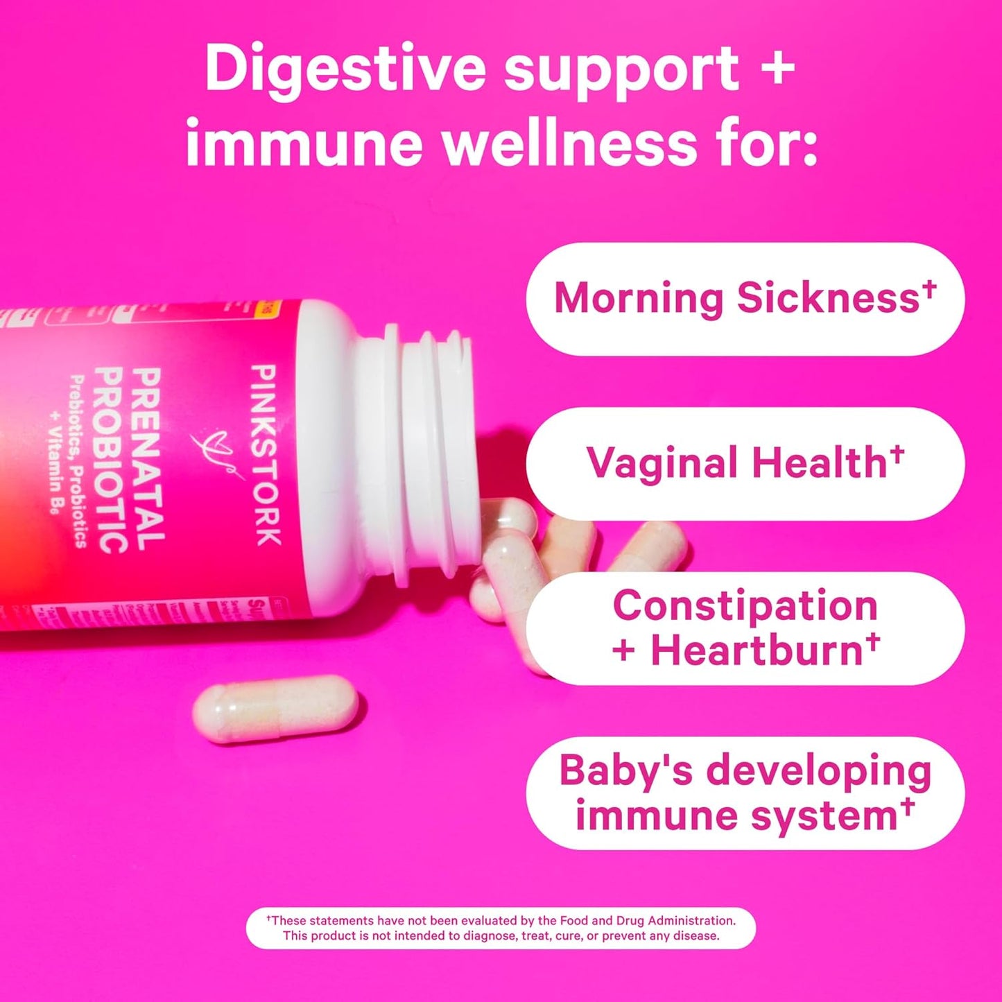 Prenatal Probiotics with Vitamin B6 and Prebiotics for Morning Sickness, Gut Health, and Immune Support during Pregnancy - 60 Capsules