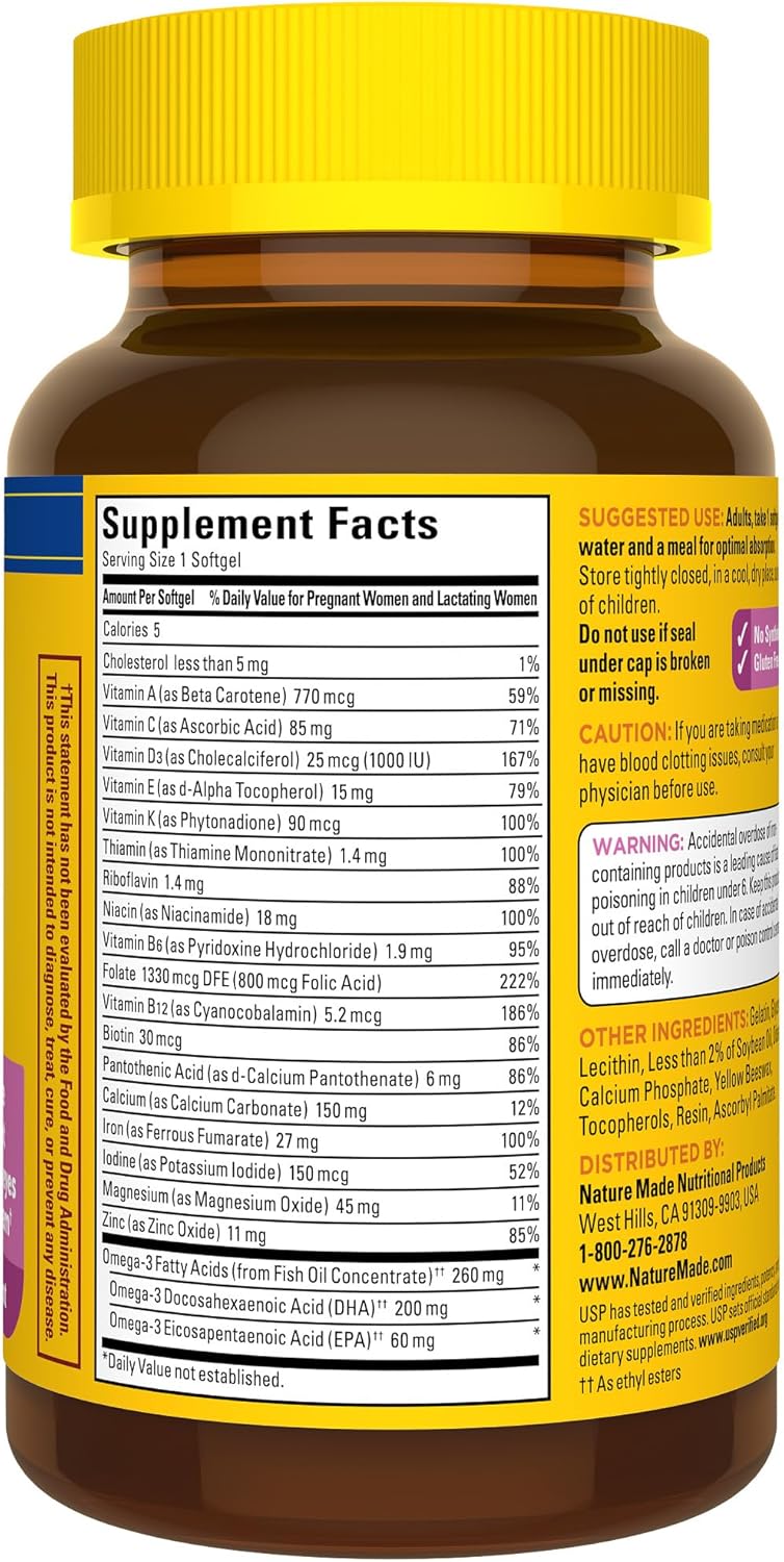 Prenatal Vitamin with Folic Acid and DHA, 60 Softgels for Daily Nutritional Support