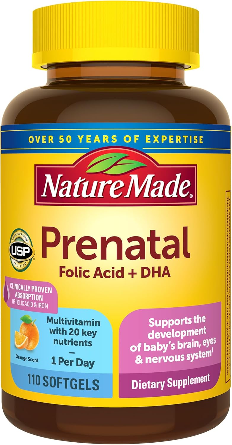 Prenatal Vitamin with Folic Acid, DHA, 110 Softgels for Daily Nutritional Support