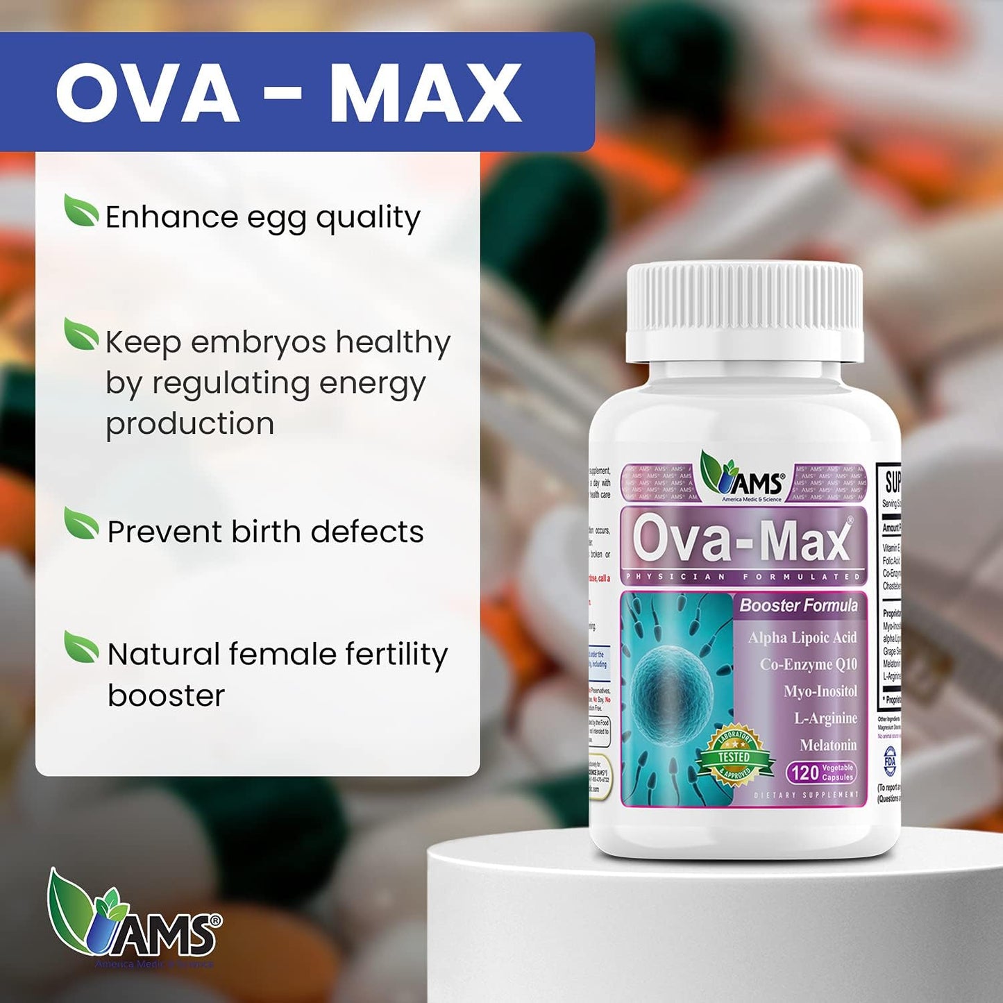 Prenatal Vitamins & Fertility Supplements Combo Pack (120 Capsules + 90 Capsules) by America Medic & Science