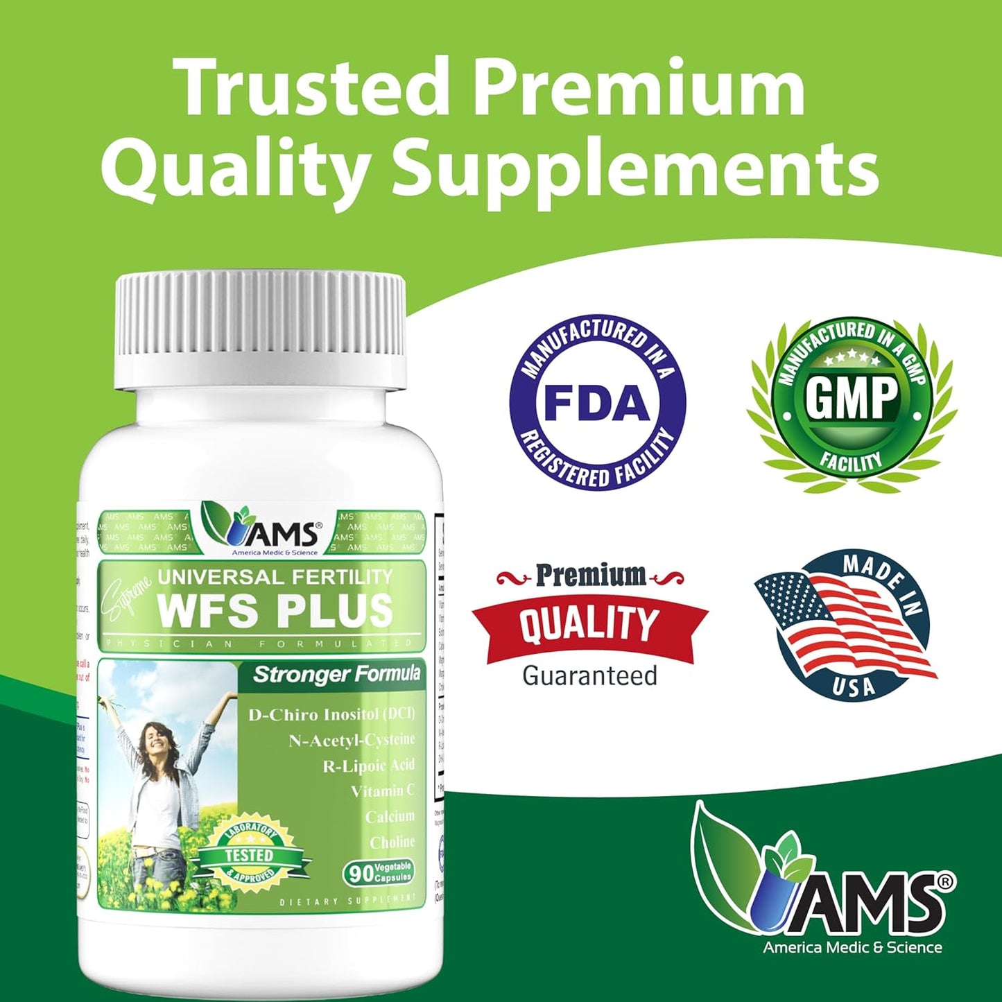 Prenatal Vitamins & Fertility Supplements Combo Pack (120 Capsules + 90 Capsules) by America Medic & Science