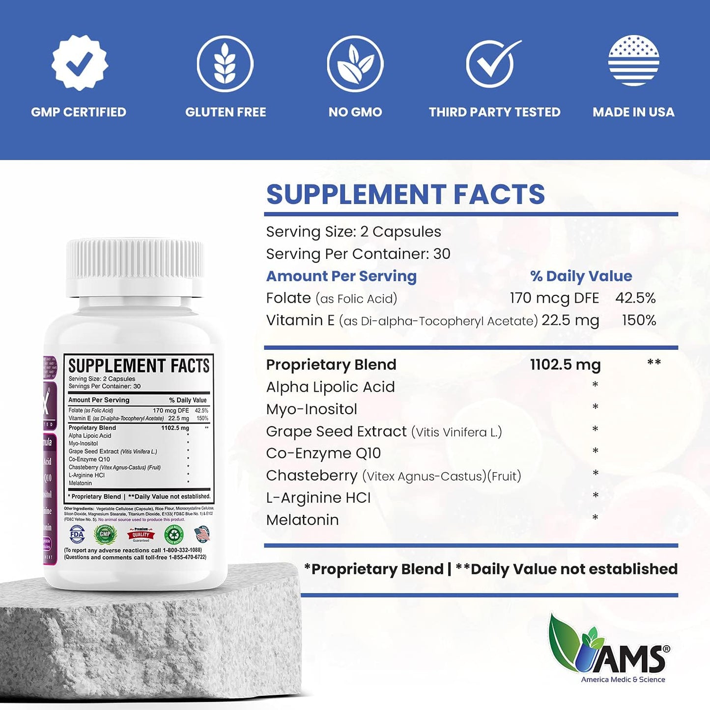 Prenatal Vitamins & Fertility Supplements Combo Pack (120 Capsules + 90 Capsules) by America Medic & Science
