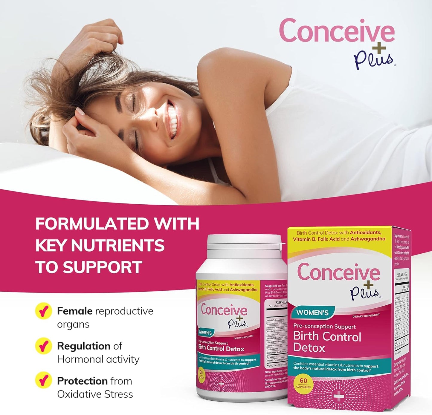 Prenatal Vitamins for Women Trying to Conceive - Hormone Balance & Ovarian Health Support - Birth Control Detox Supplement - 60 Capsules