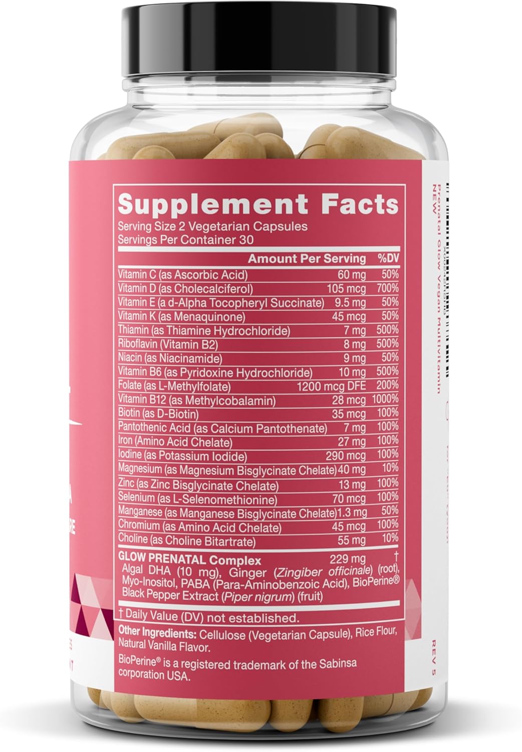 Prenatal Vitamins for Women with 20 Vital Nutrients – Folic Acid & Vegan DHA for Healthy Pregnancy and Baby's Growth – 60 Nourishing Capsules by Eu Natural Glow