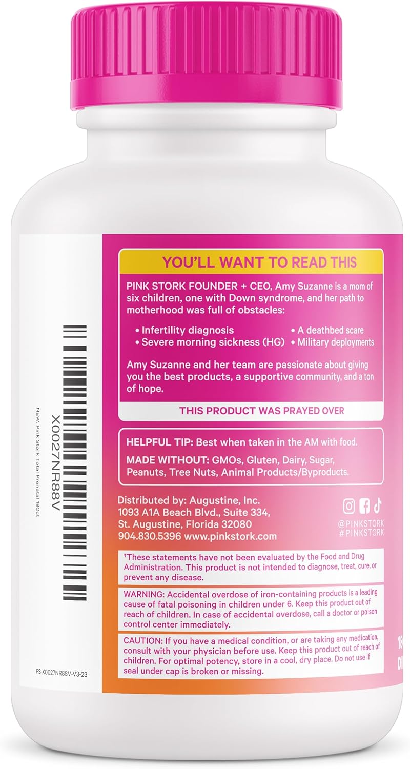 Prenatal Vitamins with DHA, Folate, and Iron for Fetal Development - 3 Month Supply, Pregnancy Essentials - 180 Capsules