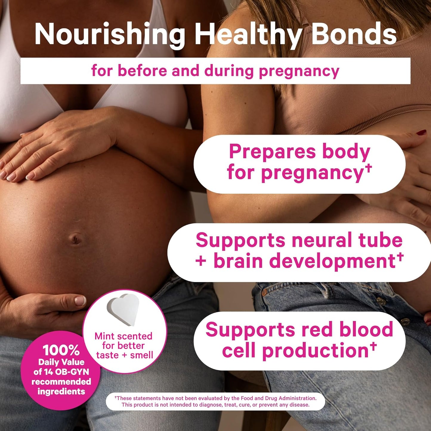 Prenatal Vitamins with DHA, Folate, Iron, Choline, and B12 for Women - Preconception Nutrition - Pregnancy Essentials - Mint Essence, 60 Capsules