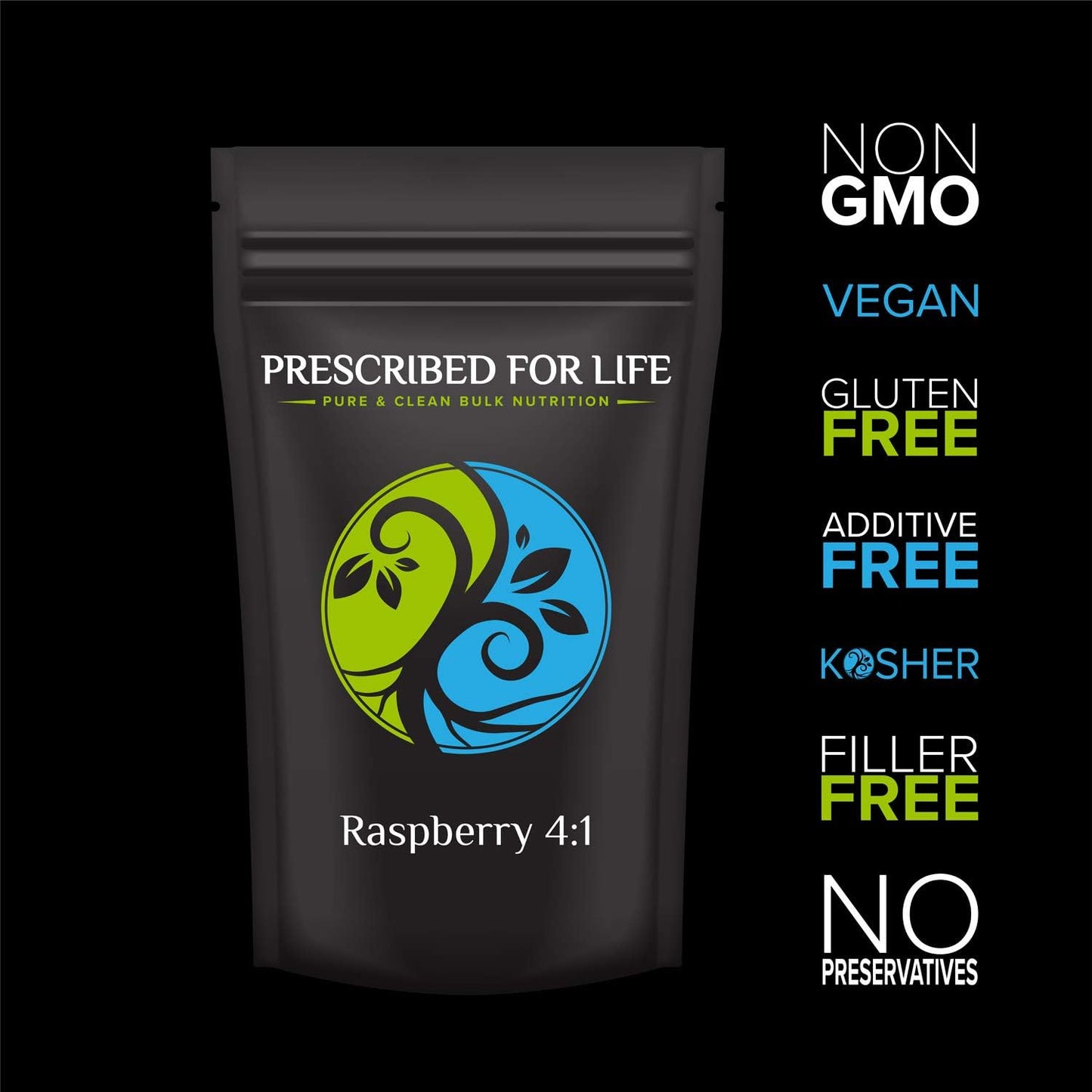 Prescribed For Life Red Raspberry Leaf Powder Supplement 4:1 Concentration - Vegan, Gluten Free, Non GMO - 12 oz