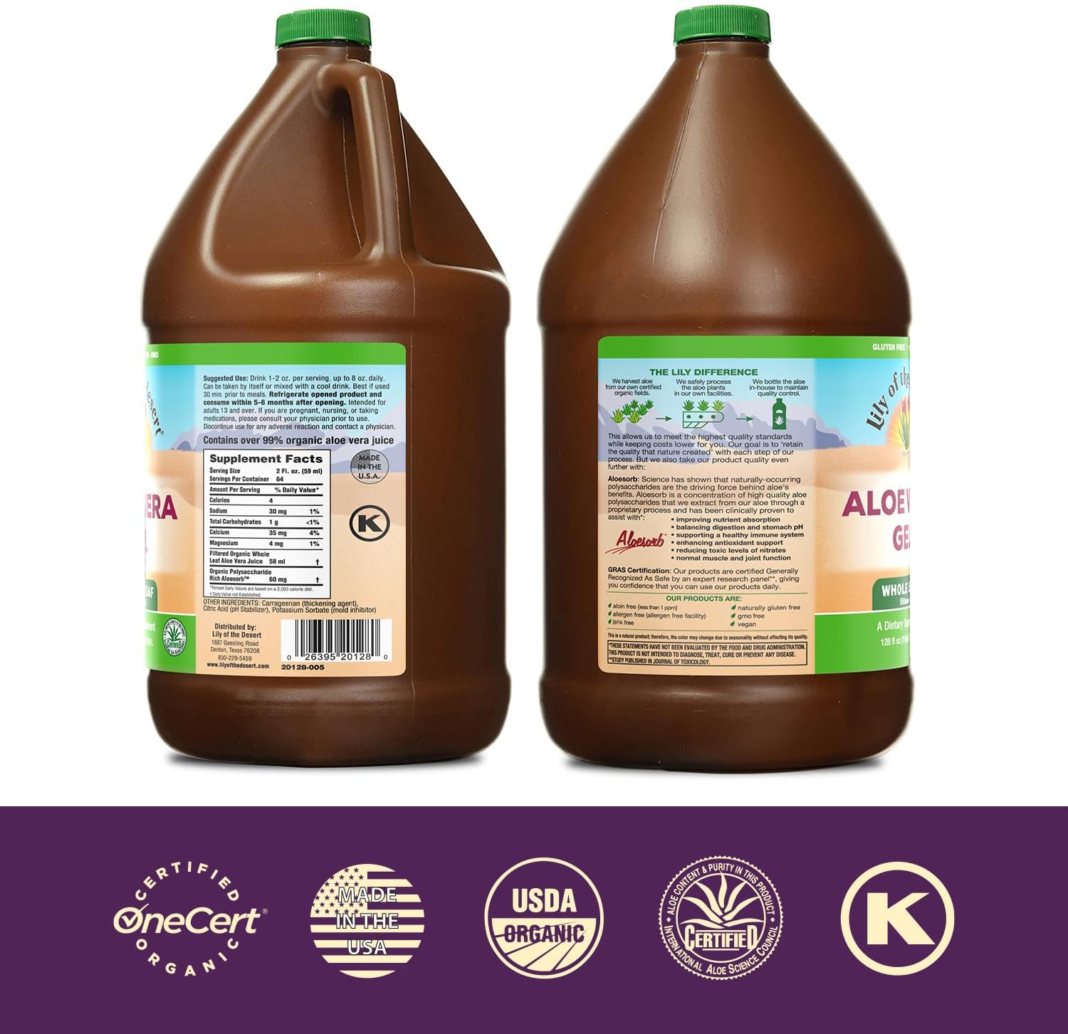 Preservative-Free Lily of the Desert Aloe Vera Gel Drink for Gut Health and Glowing Skin - 128 Fl Oz