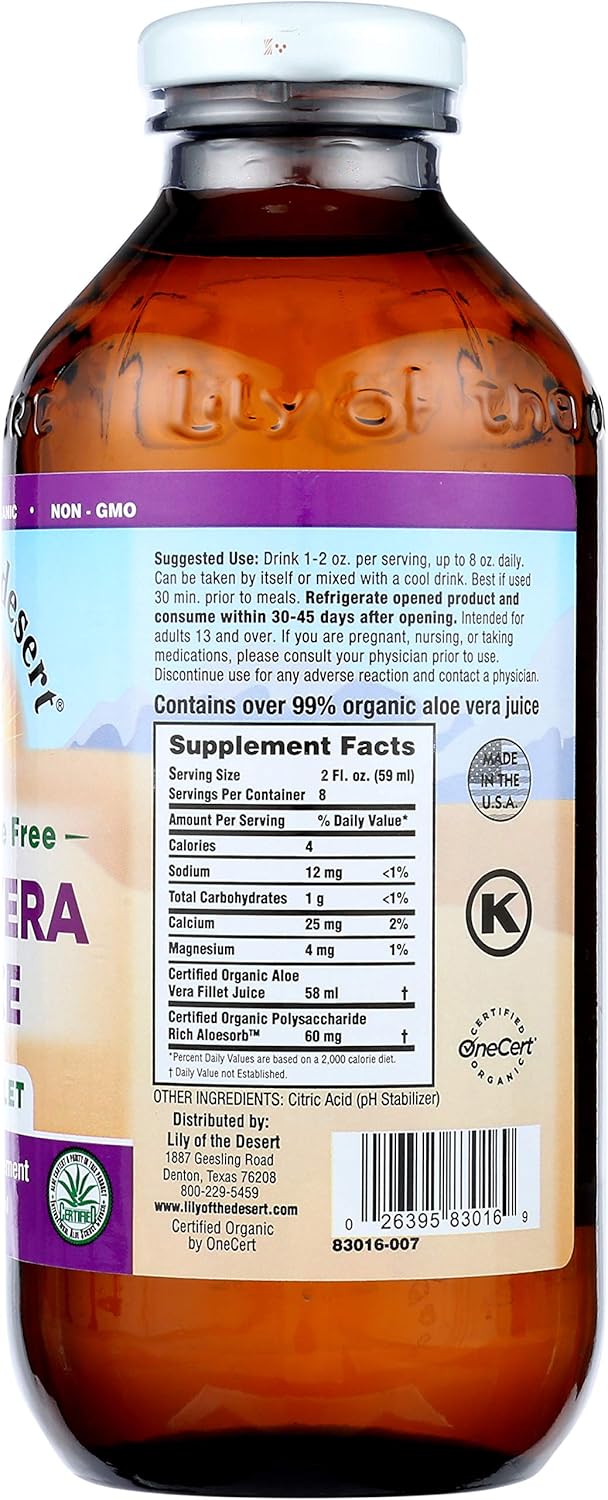 Preservative-Free Lily Of The Desert Aloe Vera Juice, Inner Fillet - 16 Fl oz Bottle