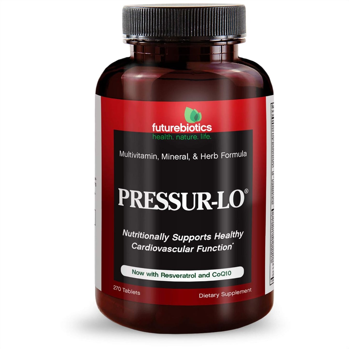 Pressur-Lo Multi-Vitamin, Mineral & Herb Formula with CoQ10, Garlic, Calcium, Magnesium, Niacin, Resveratrol - 270 Tablets, Heavy Metal Tested