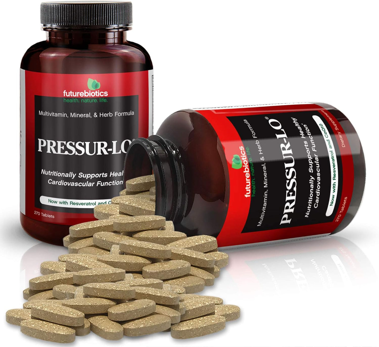 Pressur-Lo Multi-Vitamin, Mineral & Herb Formula with CoQ10, Garlic, Calcium, Magnesium, Niacin, Resveratrol - 270 Tablets, Heavy Metal Tested