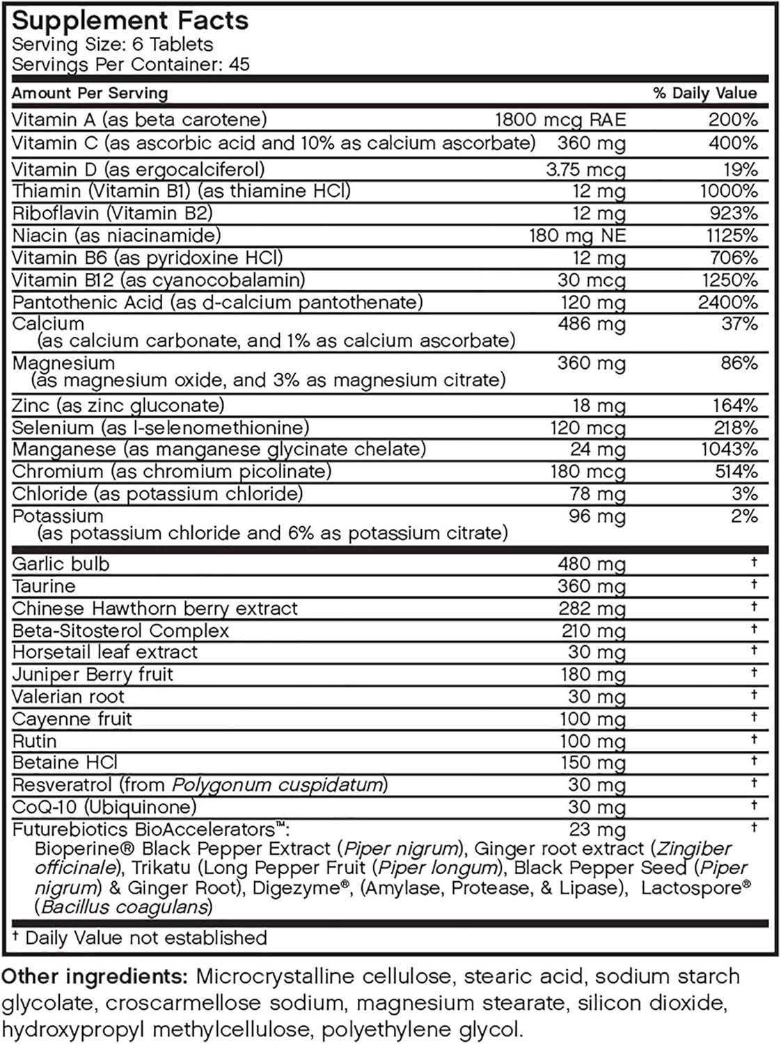 Pressur-Lo Multi-Vitamin, Mineral & Herb Formula with CoQ10, Garlic, Calcium, Magnesium, Niacin, Resveratrol - 270 Tablets, Heavy Metal Tested